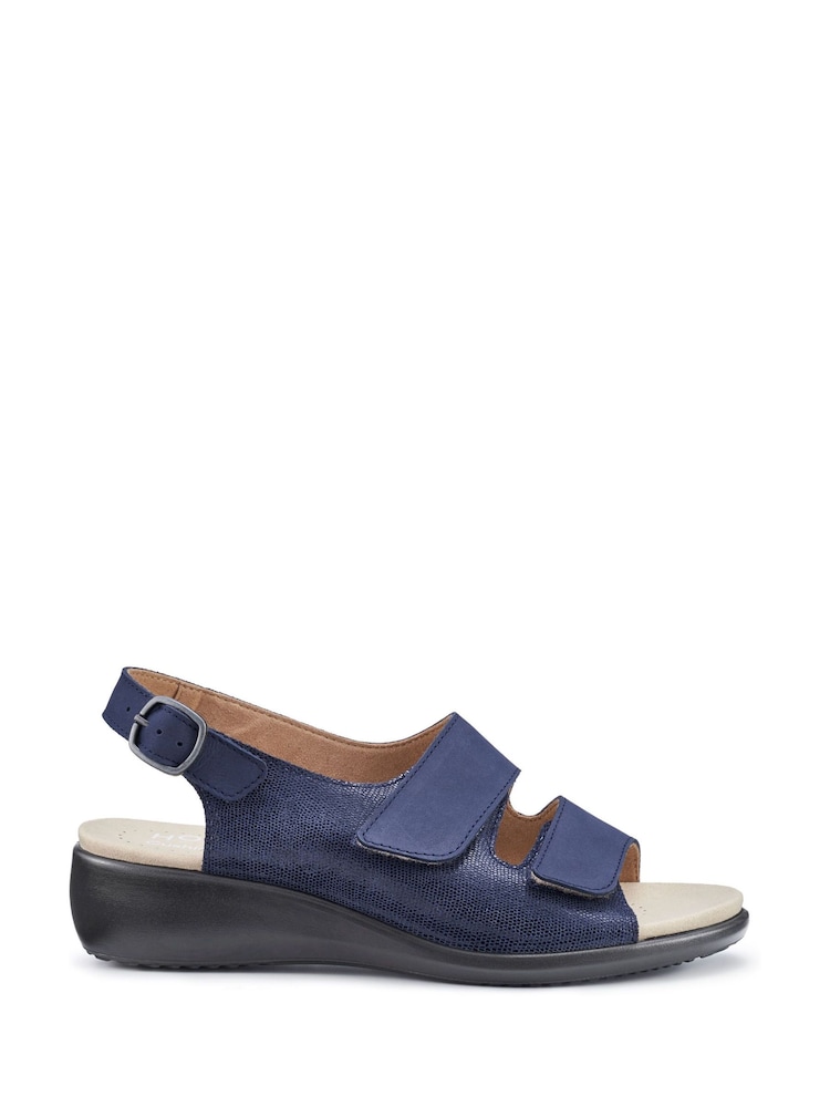 Hotter Blue Wide Fit Easy II Touch Fastening Buckle Sandals - Image 1 of 4