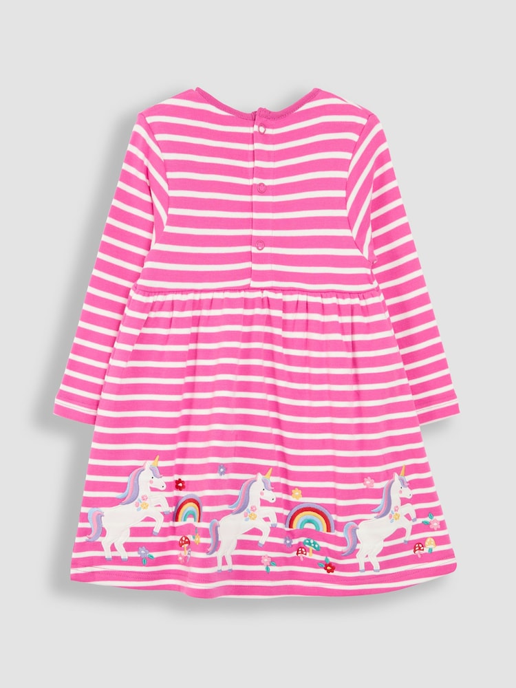 Fuchsia-Rosa mit Einhorn - JoJo Maman Bébé Appliqué Dress - Bild 2 von 4 Fuchsia-Rosa mit Einhorn - JoJo Maman Bébé Appliqué Dress - Bild 2 von 4