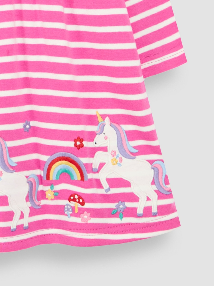 Fuchsia-Rosa mit Einhorn - JoJo Maman Bébé Appliqué Dress - Bild 4 von 4 Fuchsia-Rosa mit Einhorn - JoJo Maman Bébé Appliqué Dress - Bild 4 von 4