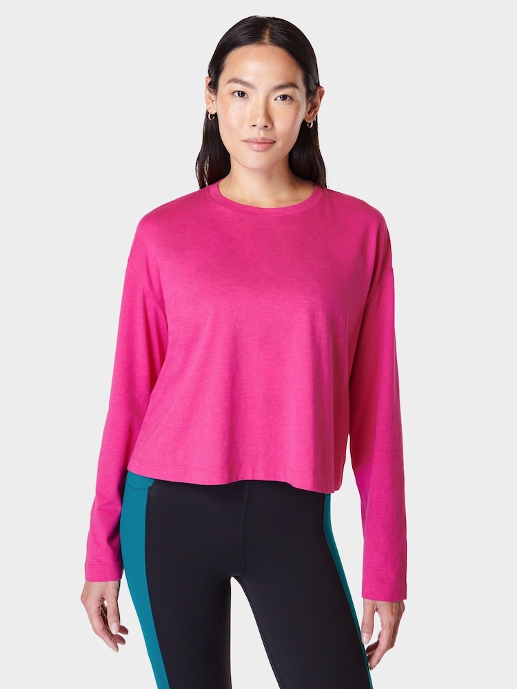 Sweaty Betty Beet Pink Essential Crop Long Sleeve T-Shirt - Image 1 of 19 Sweaty Betty Beet Pink Essential Crop Long Sleeve T-Shirt - Image 1 of 19