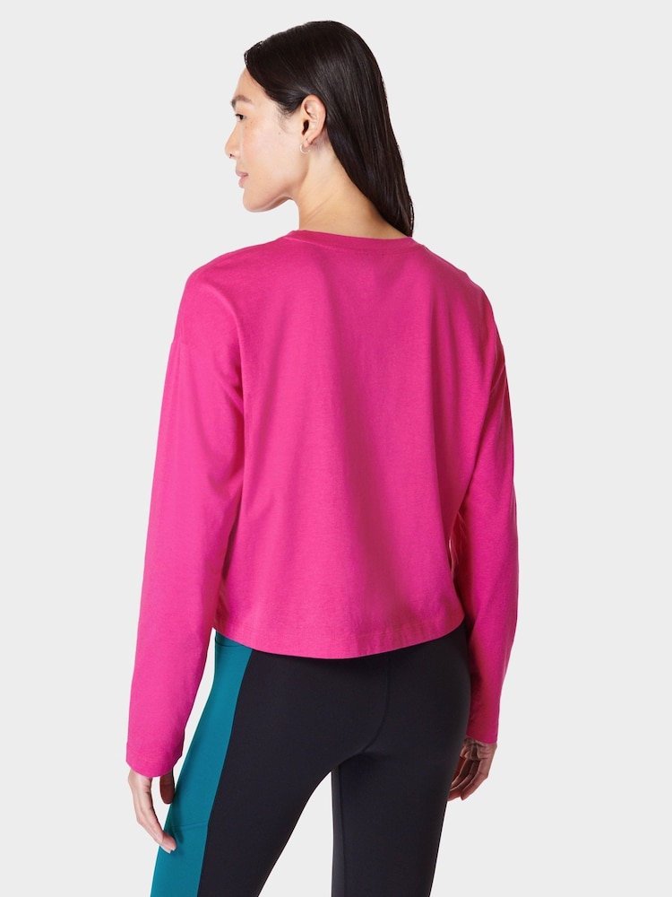 Sweaty Betty Beet Pink Essential Crop Long Sleeve T-Shirt - Image 2 of 19 Sweaty Betty Beet Pink Essential Crop Long Sleeve T-Shirt - Image 2 of 19