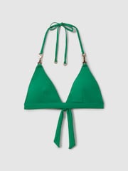 Reiss Green Riah Triangle Halter Neck Bikini Top - Image 1 of 5