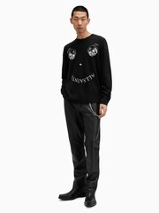 AllSaints Black Smile Saints Crew Neck Jumper - Image 3 of 5
