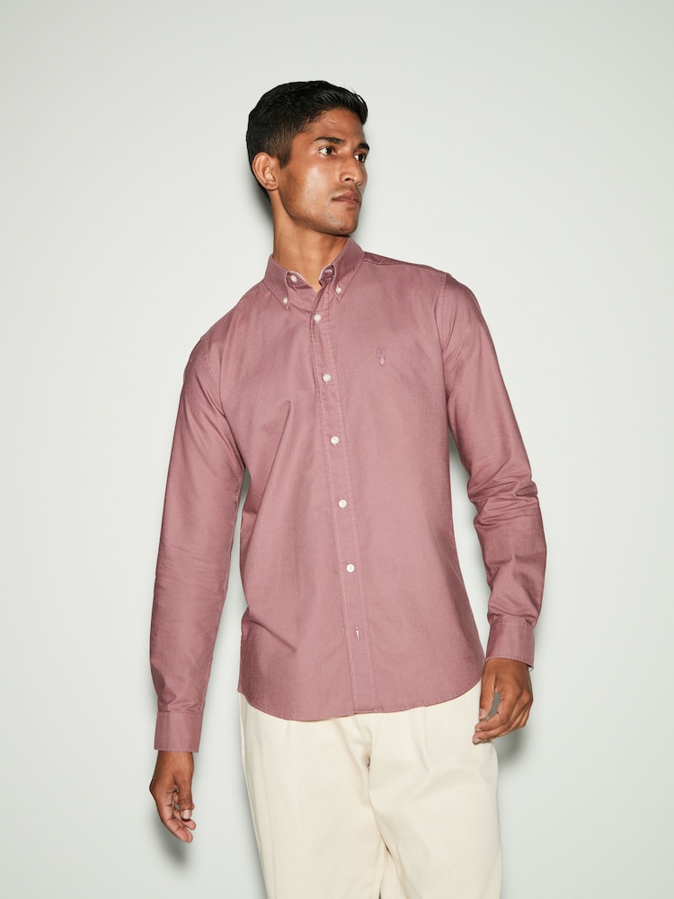 Mauve Purple Slim Fit Long Sleeve Oxford 100% Cotton Shirt - Image 1 of 8 Mauve Purple Slim Fit Long Sleeve Oxford 100% Cotton Shirt - Image 1 of 8