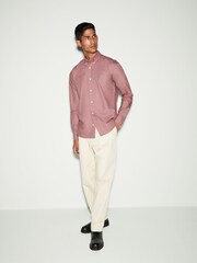 Mauve Purple Slim Fit Long Sleeve Oxford 100% Cotton Shirt - Image 2 of 8