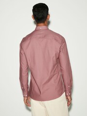 Mauve Purple Slim Fit Long Sleeve Oxford 100% Cotton Shirt - Image 3 of 8
