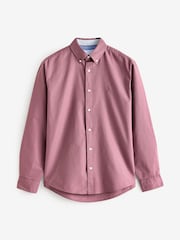 Mauve Purple Slim Fit Long Sleeve Oxford 100% Cotton Shirt - Image 6 of 8