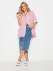 Yours Curve Pink Utility Linen Shirt - Image 3 of 6