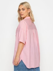 Yours Curve Pink Utility Linen Shirt - Image 4 of 6