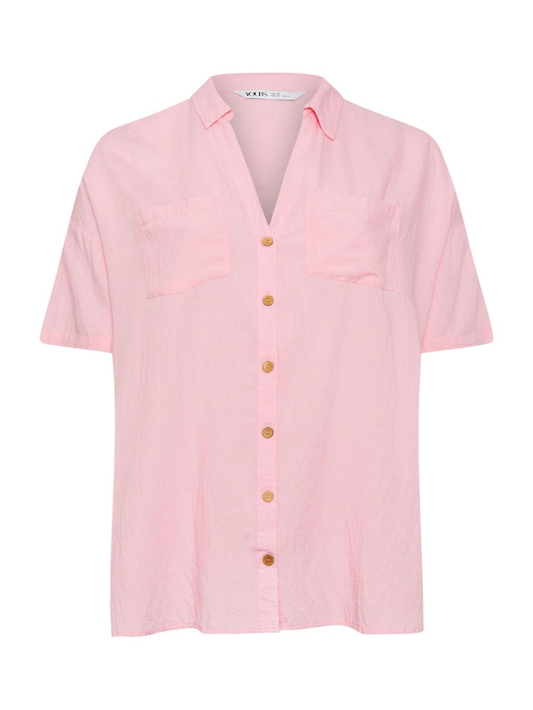 Yours Curve Pink Utility Linen Shirt - Image 6 of 6