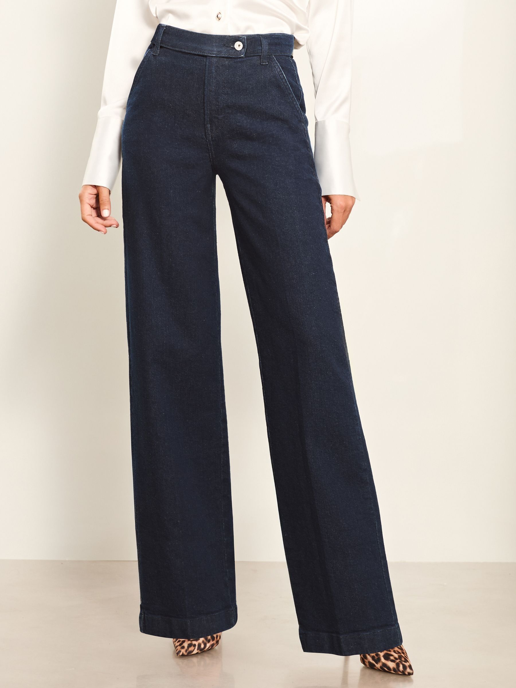 Buy Lipsy Blue High Waist Tailored Wide Leg Jeans from the Next UK ...