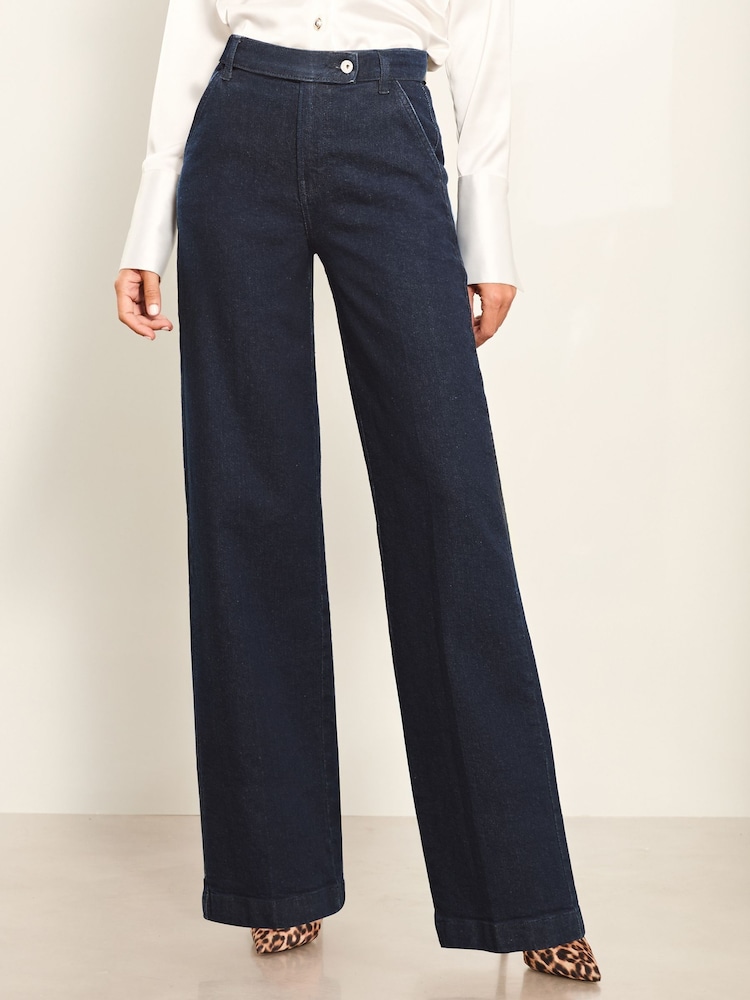 Lipsy Blue High Waist Tailored Wide Leg Jeans - Image 1 of 4