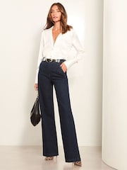 Lipsy Blue High Waist Tailored Wide Leg Jeans - Image 2 of 4