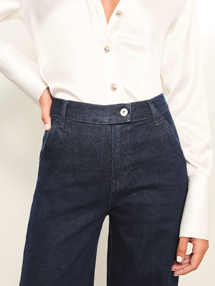 Lipsy Blue High Waist Tailored Wide Leg Jeans - Image 3 of 4