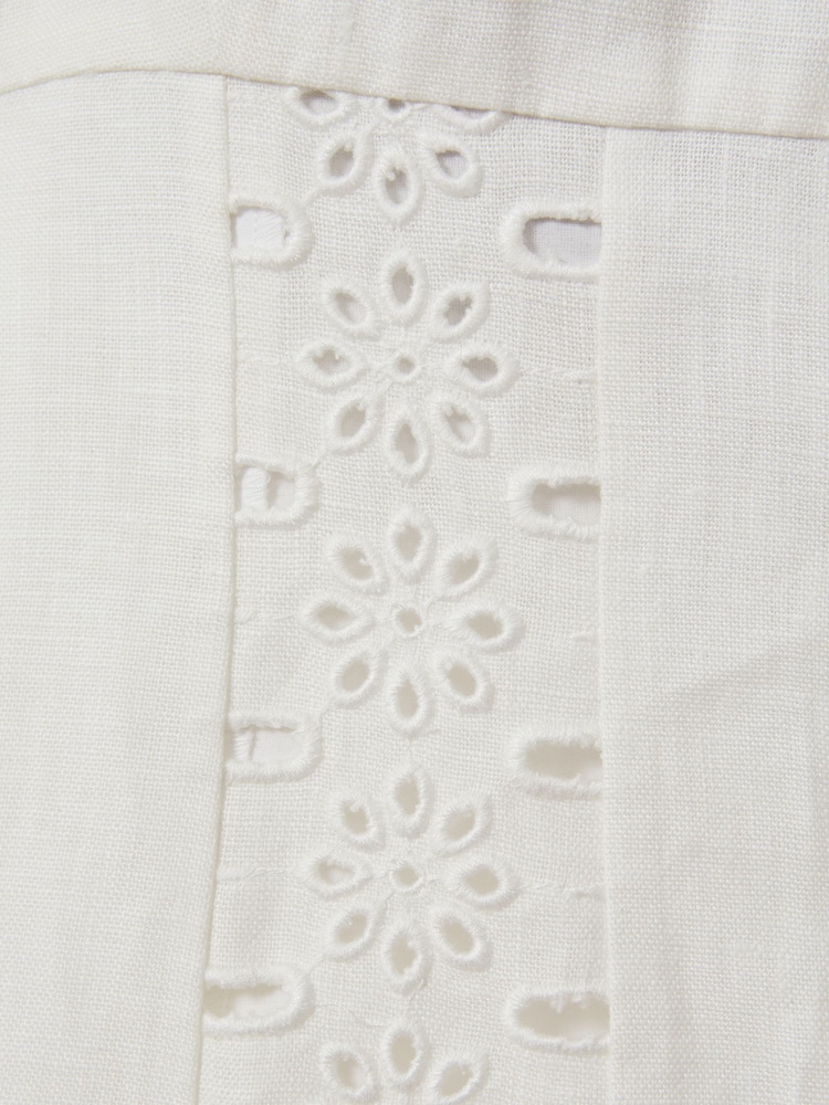 Reiss Ivory Clarice Linen Broderie Midi Dress - Image 5 of 5