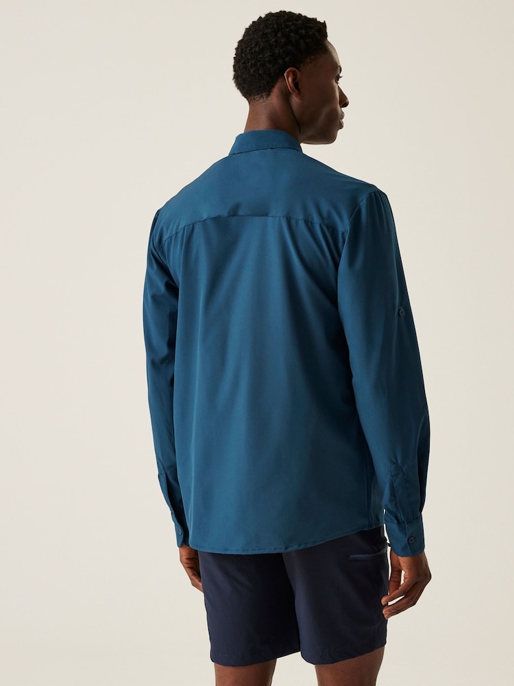 Regatta Blue Travel Packaway Long Sleeve Shirt - Image 2 of 7