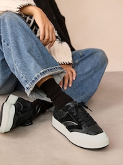 Black Forever Comfort® Panelled Retro Lace-Up Trainers - Image 1 of 7