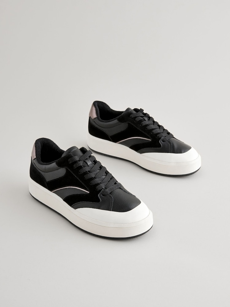 Black Forever Comfort® Panelled Retro Lace-Up Trainers - Image 3 of 7