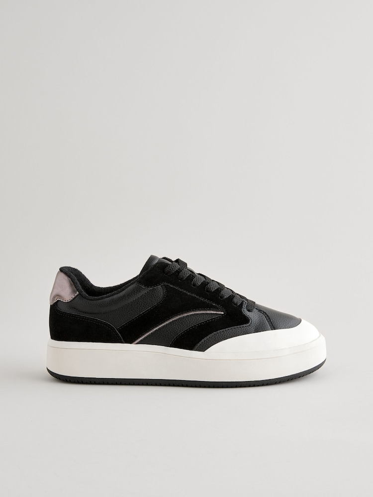 Black Forever Comfort® Panelled Retro Lace-Up Trainers - Image 4 of 7