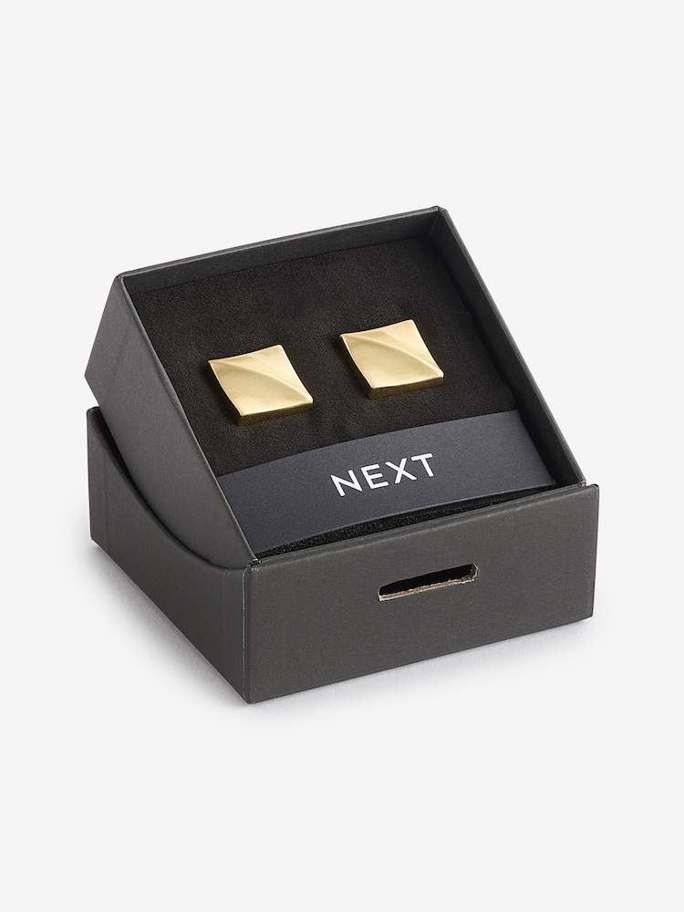 Gold Square Cufflinks - Image 2 of 3 Gold Square Cufflinks - Image 2 of 3