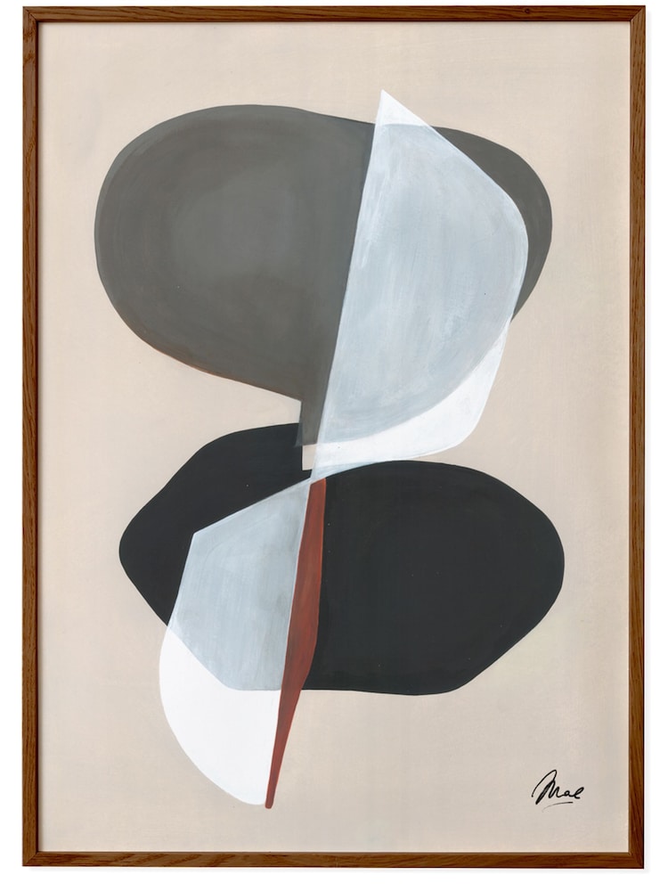 Paper Collective Grey Composition 01 Framed Wall Art Print in Dark Oak Frame - Image 1 of 4