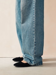 Žamet v črni barvi - Forever Comfort® Square Toe Mary Jane čevlji - Slika 2 iz 7