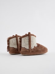 Brown/Cream Western Slipper Boots - Image 3 of 5