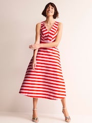 Boden Pink Panelled Stripe Bodice Midi Dress - Image 2 of 6