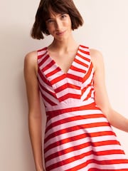 Boden Pink Panelled Stripe Bodice Midi Dress - Image 3 of 6