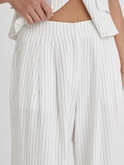 4th & Reckless White Kadaya Pinstripe Linen Trousers - Image 3 of 4