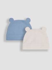 JoJo Maman Bébé Blue Rib 2-Pack Baby Hats - Image 1 of 3