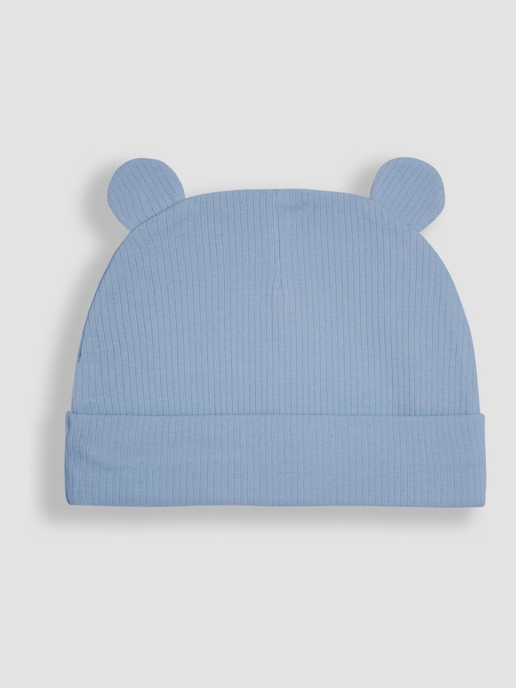 JoJo Maman Bébé Blue Rib 2-Pack Baby Hats - Image 2 of 3