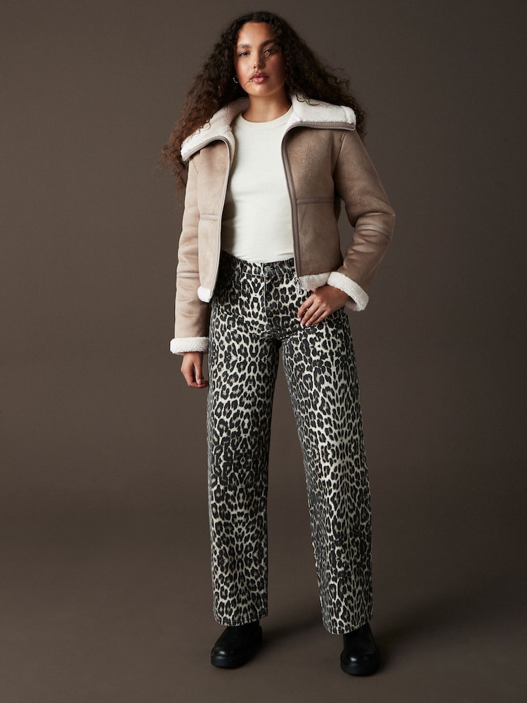 Neutral Teddy Borg Aviator Jacket - Image 2 of 8