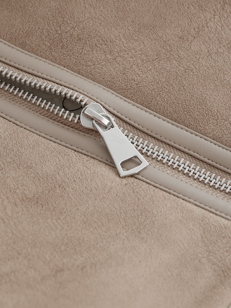 Neutral Teddy Borg Aviator Jacket - Image 8 of 8