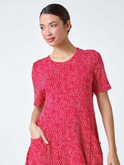 Roman Red Abstract Print Midi Pleated Tunic - Image 2 of 5