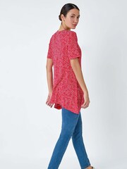 Roman Red Abstract Print Midi Pleated Tunic - Image 3 of 5