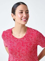 Roman Red Abstract Print Midi Pleated Tunic - Image 4 of 5