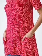 Roman Red Abstract Print Midi Pleated Tunic - Image 5 of 5