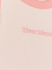 River Island Pink Girls 100% Cotton Tank and Runner Short Set - Image 4 of 4