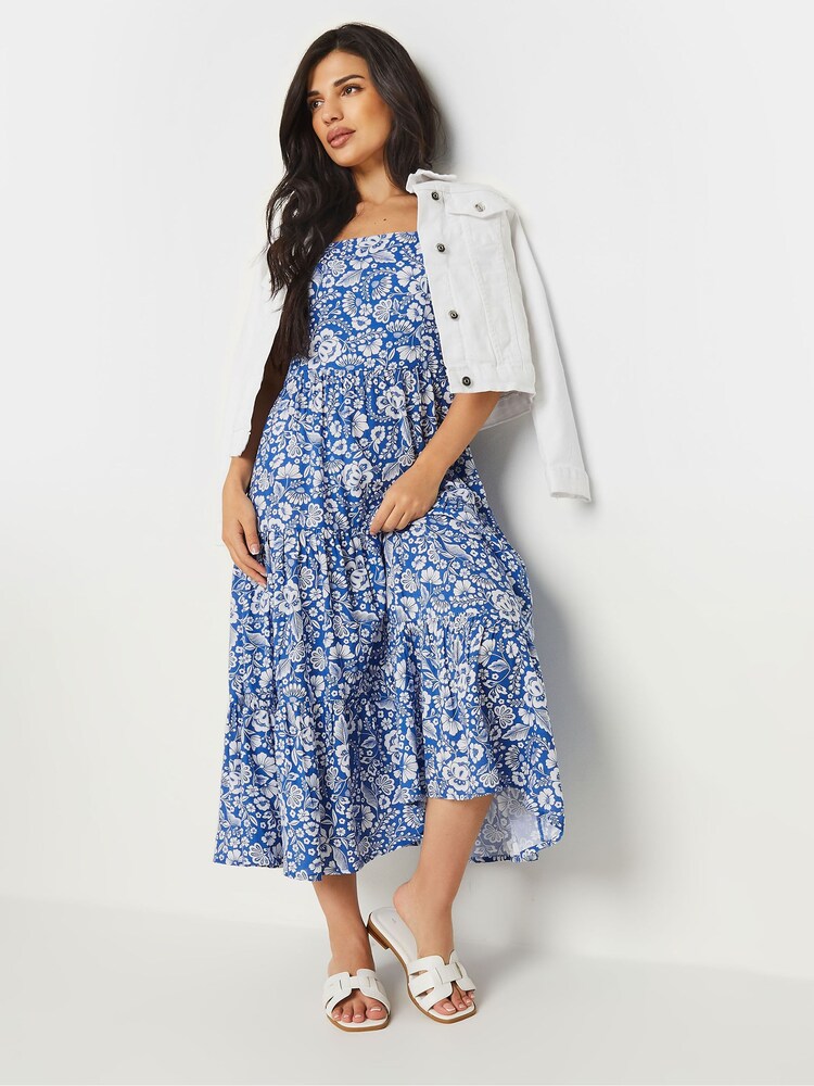 PixieGirl Petite Blue Tiered Midi Dress - Image 2 of 5 PixieGirl Petite Blue Tiered Midi Dress - Image 2 of 5