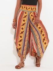 Joe Browns Yellow Stripe Print Boho Co-Ord Beach Trousers - Image 1 of 5