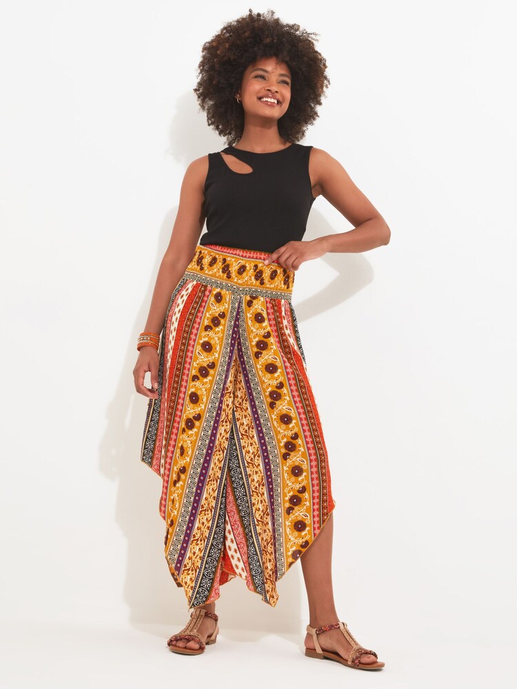 Joe Browns Yellow Stripe Print Boho Co-Ord Beach Trousers - Image 2 of 5