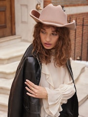 Taupe Brown Felt Western Hat - Image 3 of 7