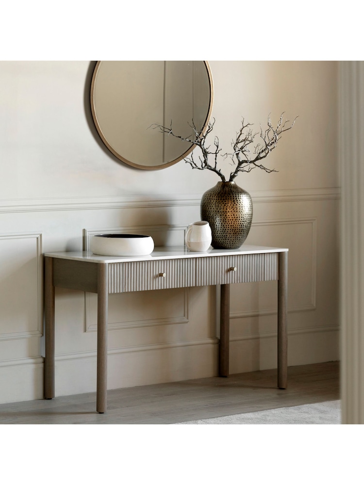 Gallery Home Grey Kenitra Marble 2 Drawer Console Table - Image 1 of 4