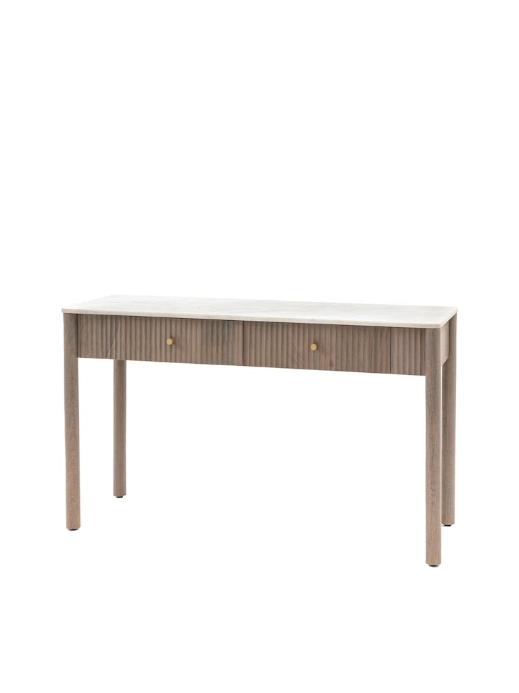 Gallery Home Grey Kenitra Marble 2 Drawer Console Table - Image 2 of 4