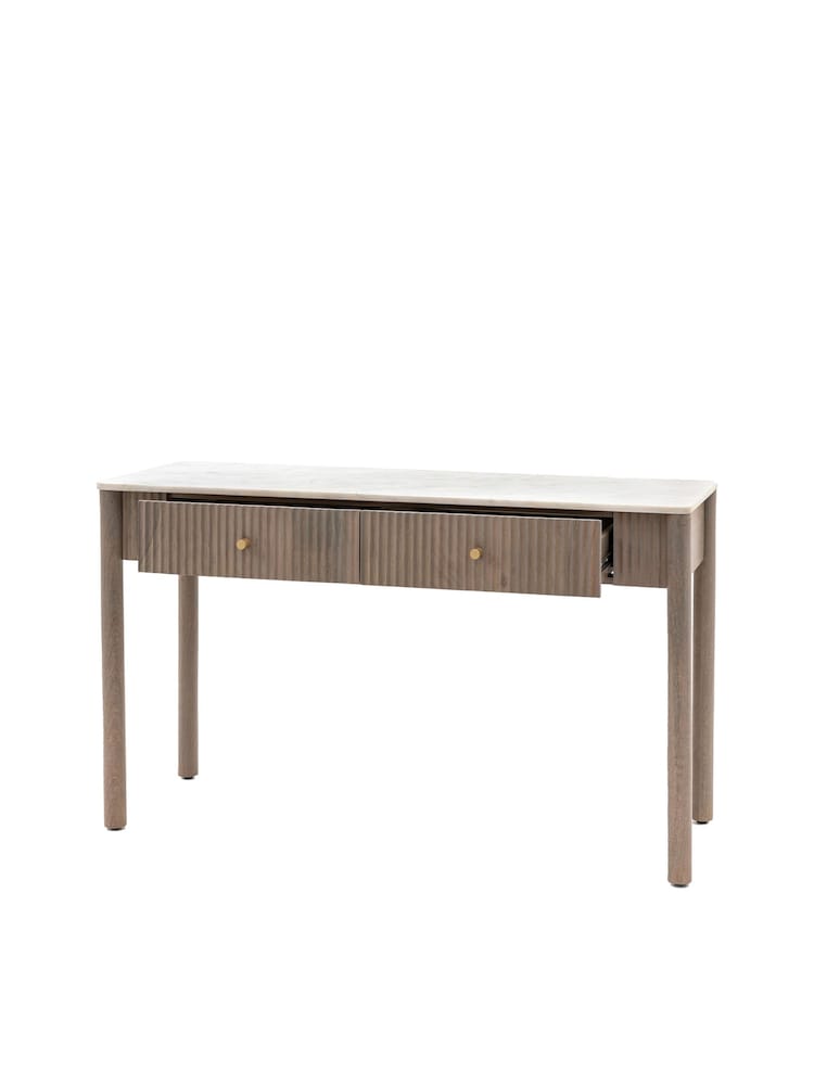 Gallery Home Grey Kenitra Marble 2 Drawer Console Table - Image 4 of 4