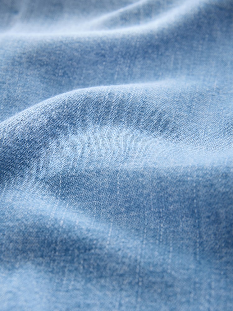 Mid Blue Fuller Bust Seam Detail Fitted Denim Western Shirt - Image 2 of 3