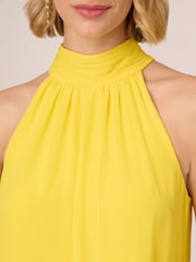Adrianna Papell Yellow Chiffon Trapeze Short Dress - Image 4 of 7