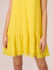 Adrianna Papell Yellow Chiffon Trapeze Short Dress - Image 5 of 7