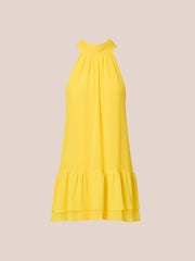 Adrianna Papell Yellow Chiffon Trapeze Short Dress - Image 7 of 7